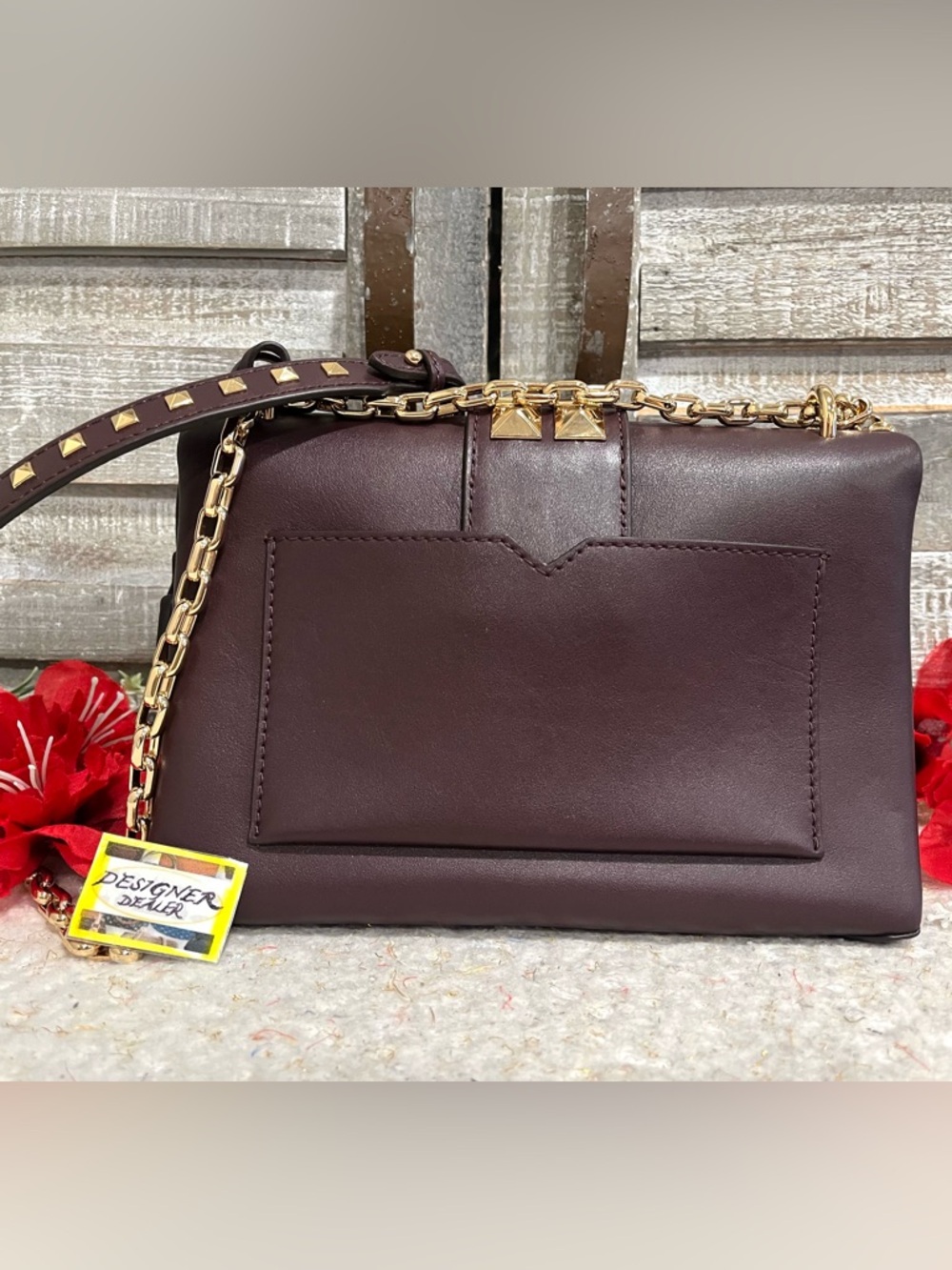 MICHAEL KORS CeCe Studded Convertible Crossbody Burgundy EUC! - Picture 6 of 13